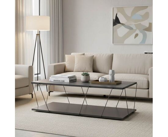 Tραπέζι σαλονιού Tars pakoworld γκρι-μαύρο 120x48x30εκ - ΤΡΑΠΕΖΑΚΙΑ ΣΑΛΟΝΙΟΥ στο Milonadakis.gr