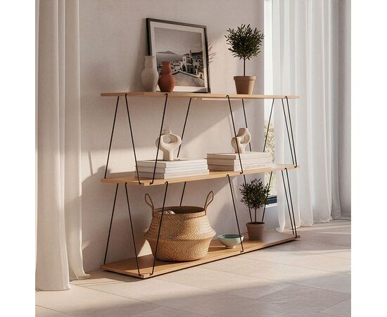 Βοηθητικό τραπέζι-ραφιέρα Tars pakoworld οακ-μαύρο 120x30x90εκ - ΒΙΒΛΙΟΘΗΚΕΣ στο Milonadakis.gr