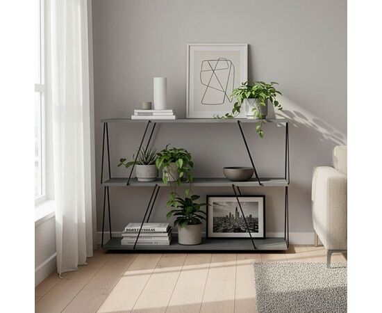 Βοηθητικό τραπέζι-ραφιέρα Tars pakoworld γκρι-μαύρο 120x30x90εκ - ΒΙΒΛΙΟΘΗΚΕΣ στο Milonadakis.gr