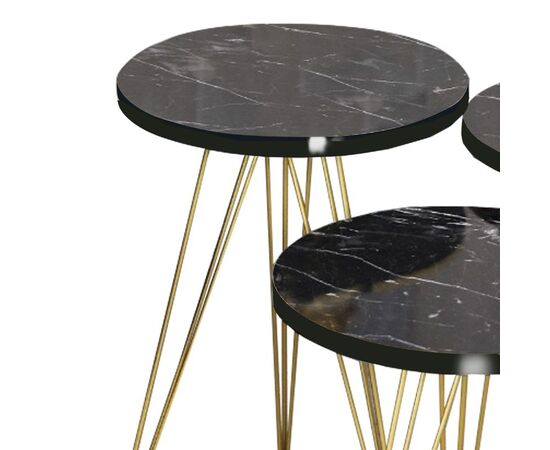 Βοηθητικά τραπέζια Wakmi pakoworld σετ 3τεμ μαύρο μαρμάρου μελαμίνης-χρυσο μέταλλο - ΒΟΗΘΗΤΙΚΑ ΤΡΑΠΕΖΑΚΙΑ στο Milonadakis.gr
