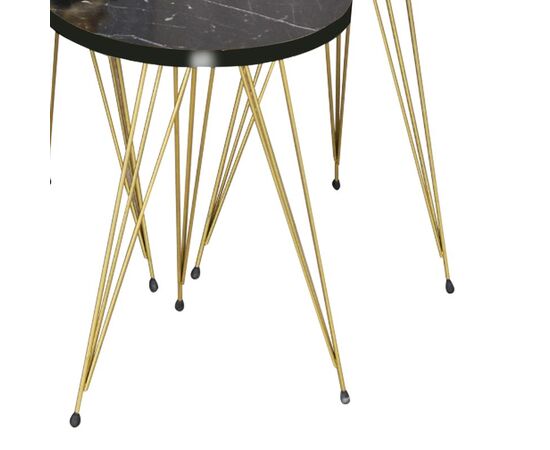 Βοηθητικά τραπέζια Wakmi pakoworld σετ 3τεμ μαύρο μαρμάρου μελαμίνης-χρυσο μέταλλο - ΒΟΗΘΗΤΙΚΑ ΤΡΑΠΕΖΑΚΙΑ στο Milonadakis.gr