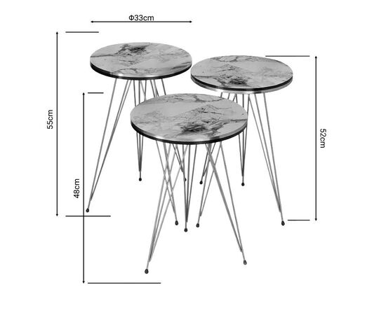 Βοηθητικά τραπέζια Wakmi pakoworld σετ 3τεμ μαύρο μαρμάρου μελαμίνης-χρυσο μέταλλο - ΒΟΗΘΗΤΙΚΑ ΤΡΑΠΕΖΑΚΙΑ στο Milonadakis.gr