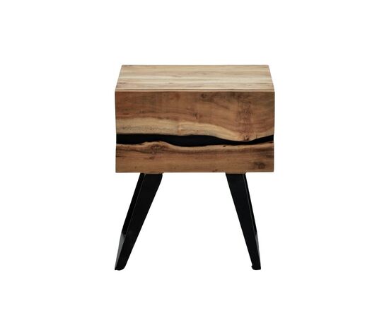 Κομοδίνο Imena pakoworld μασίφ ξύλο Acacia σε φυσικό απόχρωση με μαύρα μεταλλικά πόδια 45x35x56εκ - ΚΟΜΟΔΙΝΑ στο Milonadakis.gr