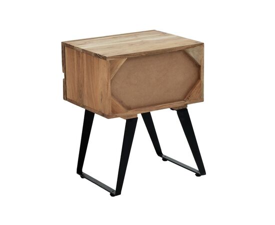 Κομοδίνο Imena pakoworld μασίφ ξύλο Acacia σε φυσικό απόχρωση με μαύρα μεταλλικά πόδια 45x35x56εκ - ΚΟΜΟΔΙΝΑ στο Milonadakis.gr