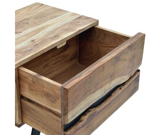 Κομοδίνο Imena pakoworld μασίφ ξύλο Acacia σε φυσικό απόχρωση με μαύρα μεταλλικά πόδια 45x35x56εκ - ΚΟΜΟΔΙΝΑ στο Milonadakis.gr