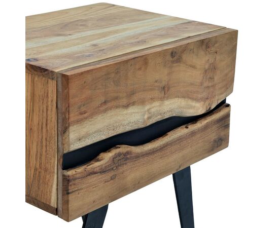 Κομοδίνο Imena pakoworld μασίφ ξύλο Acacia σε φυσικό απόχρωση με μαύρα μεταλλικά πόδια 45x35x56εκ - ΚΟΜΟΔΙΝΑ στο Milonadakis.gr