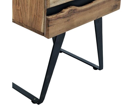 Κομοδίνο Imena pakoworld μασίφ ξύλο Acacia σε φυσικό απόχρωση με μαύρα μεταλλικά πόδια 45x35x56εκ - ΚΟΜΟΔΙΝΑ στο Milonadakis.gr