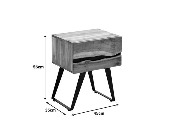 Κομοδίνο Imena pakoworld μασίφ ξύλο Acacia σε φυσικό απόχρωση με μαύρα μεταλλικά πόδια 45x35x56εκ - ΚΟΜΟΔΙΝΑ στο Milonadakis.gr