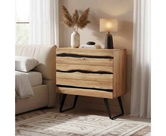 Συρταριέρα Imena pakoworld μασίφ ξύλο Acacia σε φυσικό απόχρωση με μαύρα μεταλλικά πόδια 80x38x86,5εκ - ΣΥΡΤΑΡΙΕΡΕΣ - ΤΟΥΑΛΕΤΕΣ στο Milonadakis.gr