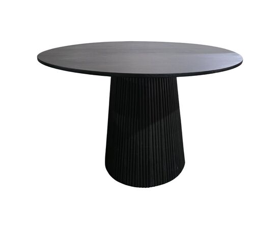 Τραπέζι Canicule pakoworld μασίφ ξύλο ακακίας σε μαύρη απόχρωση Φ120x75εκ - ΤΡΑΠΕΖΙΑ ΚΟΥΖΙΝΑΣ στο Milonadakis.gr