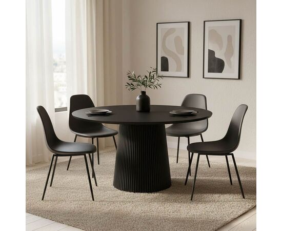 Τραπέζι Canicule pakoworld μασίφ ξύλο ακακίας σε μαύρη απόχρωση Φ120x75εκ - ΤΡΑΠΕΖΙΑ ΚΟΥΖΙΝΑΣ στο Milonadakis.gr