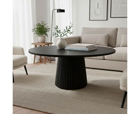 Τραπέζι σαλονιού Canicule I pakoworld μασίφ ξύλο ακακίας σε μαύρη απόχρωση Φ80x40εκ - ΤΡΑΠΕΖΑΚΙΑ ΣΑΛΟΝΙΟΥ στο Milonadakis.gr