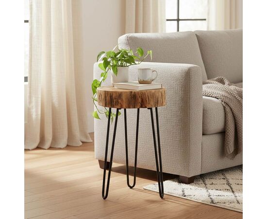 Βοηθητικό τραπέζι Tripp pakoworld μασίφ ξύλο ακακίας σε φυσική απόχρωση με μαυρα μεταλλικά πόδια 32x30x47εκ - ΒΟΗΘΗΤΙΚΑ ΤΡΑΠΕΖΑΚΙΑ στο Milonadakis.gr