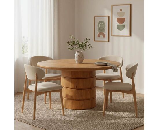 Τραπέζι Charmy pakoworld μασίφ ξύλο mango σε φυσική απόχρωση Φ130x76εκ - ΤΡΑΠΕΖΙΑ ΚΟΥΖΙΝΑΣ στο Milonadakis.gr