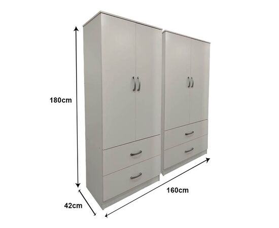 Ντουλάπα τετράφυλλη με συρτάρια Lego pakoworld λευκή 160x42x180εκ - ΝΤΟΥΛΑΠΕΣ στο Milonadakis.gr