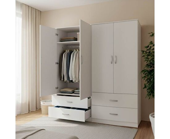 Ντουλάπα τετράφυλλη με συρτάρια Lego pakoworld λευκή 160x42x180εκ - ΝΤΟΥΛΑΠΕΣ στο Milonadakis.gr