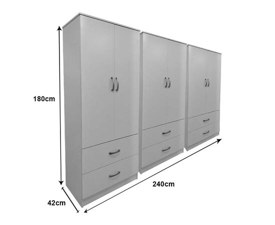 Ντουλάπα εξάφυλλη με συρτάρια Lego pakoworld λευκή 240x42x180εκ - ΝΤΟΥΛΑΠΕΣ στο Milonadakis.gr