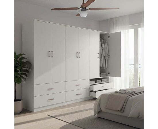 Ντουλάπα εξάφυλλη με συρτάρια Lego pakoworld λευκή 240x42x180εκ - ΝΤΟΥΛΑΠΕΣ στο Milonadakis.gr