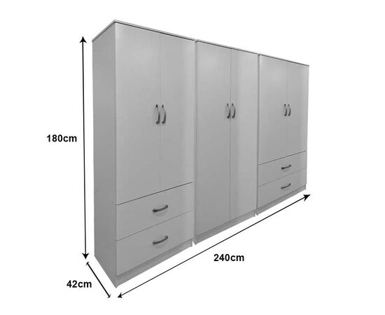 Ντουλάπα εξάφυλλη Lego pakoworld λευκή 240x42x180εκ - ΝΤΟΥΛΑΠΕΣ στο Milonadakis.gr