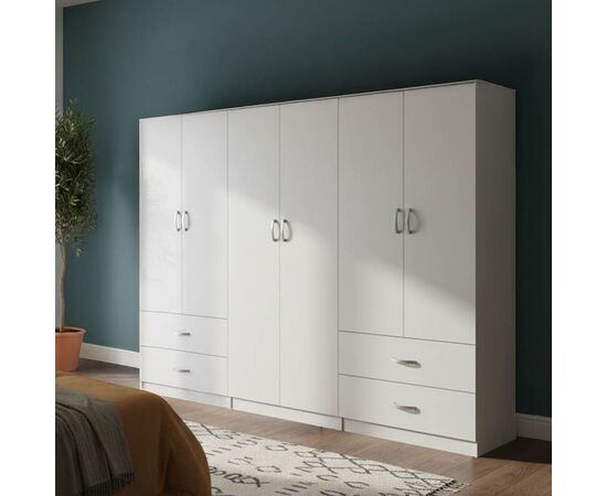 Ντουλάπα εξάφυλλη Lego pakoworld λευκή 240x42x180εκ - ΝΤΟΥΛΑΠΕΣ στο Milonadakis.gr