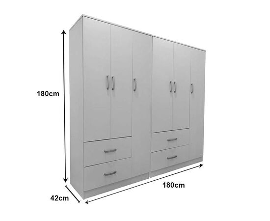 Ντουλάπα εξάφυλλη Lego pakoworld λευκή 180x42x180εκ - ΝΤΟΥΛΑΠΕΣ στο Milonadakis.gr