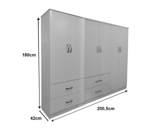 Ντουλάπα εξάφυλλη Lego pakoworld λευκή 200,5x42x180εκ - ΝΤΟΥΛΑΠΕΣ στο Milonadakis.gr