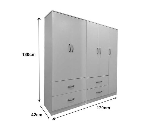 Ντουλάπα πεντάφυλλη Lego pakoworld λευκή 170x42x180εκ - ΝΤΟΥΛΑΠΕΣ στο Milonadakis.gr