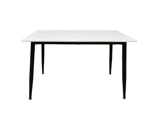 Τραπέζι Pembe pakoworld sintered stone λευκή όψη μαρμάρου με μαύρα μεταλλικά πόδια 120x70x75εκ - ΤΡΑΠΕΖΙΑ ΚΟΥΖΙΝΑΣ στο Milonadakis.gr