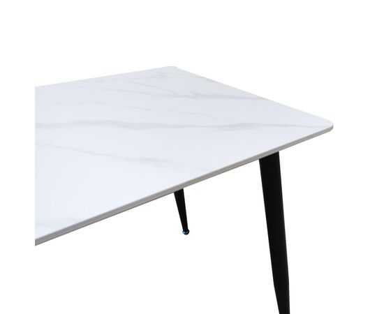 Τραπέζι Pembe pakoworld sintered stone λευκή όψη μαρμάρου με μαύρα μεταλλικά πόδια 120x70x75εκ - ΤΡΑΠΕΖΙΑ ΚΟΥΖΙΝΑΣ στο Milonadakis.gr