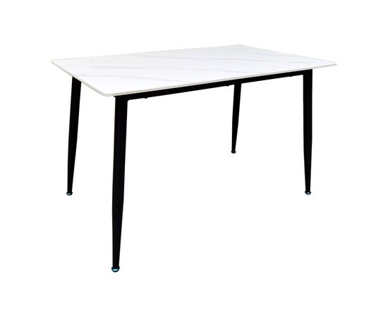 Τραπέζι Pembe pakoworld sintered stone λευκή όψη μαρμάρου με μαύρα μεταλλικά πόδια 120x70x75εκ - ΤΡΑΠΕΖΙΑ ΚΟΥΖΙΝΑΣ στο Milonadakis.gr
