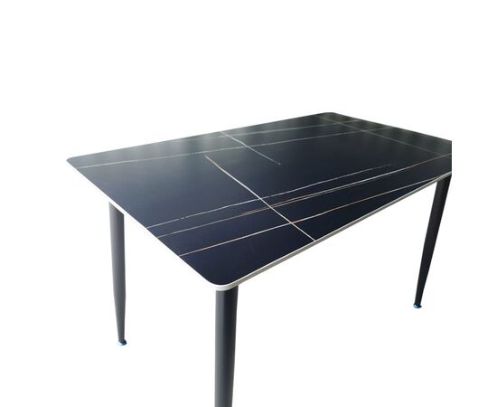 Τραπέζι Pembe pakoworld sintered stone μαύρη όψη μαρμάρου με μαύρα μεταλλικά πόδια 120x70x75εκ - ΤΡΑΠΕΖΙΑ ΚΟΥΖΙΝΑΣ στο Milonadakis.gr