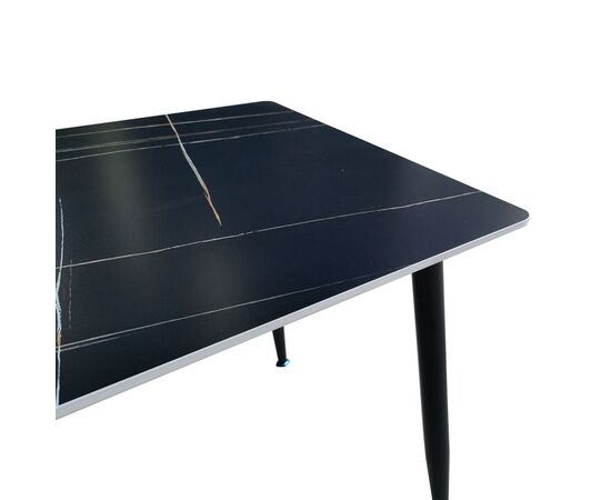 Τραπέζι Pembe pakoworld sintered stone μαύρη όψη μαρμάρου με μαύρα μεταλλικά πόδια 120x70x75εκ - ΤΡΑΠΕΖΙΑ ΚΟΥΖΙΝΑΣ στο Milonadakis.gr