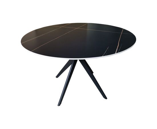 Τραπέζι Orbital pakoworld sintered stone μαύρη όψη μαρμάρου με μαύρα μεταλλικά πόδια Φ120x76εκ - ΤΡΑΠΕΖΙΑ ΚΟΥΖΙΝΑΣ στο Milonadakis.gr