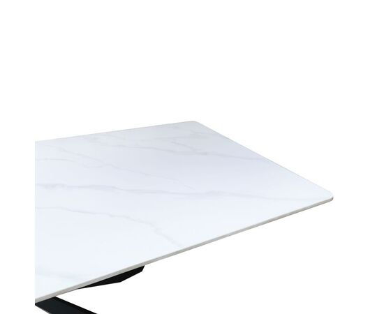 Τραπέζι Mattias pakoworld sintered stone λευκη όψη μαρμάρου με μαύρα μεταλλικά πόδια 180x90x75εκ - ΤΡΑΠΕΖΙΑ ΚΟΥΖΙΝΑΣ στο Milonadakis.gr