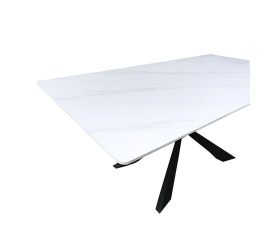 Τραπέζι Mattias pakoworld sintered stone λευκη όψη μαρμάρου με μαύρα μεταλλικά πόδια 180x90x75εκ - ΤΡΑΠΕΖΙΑ ΚΟΥΖΙΝΑΣ στο Milonadakis.gr