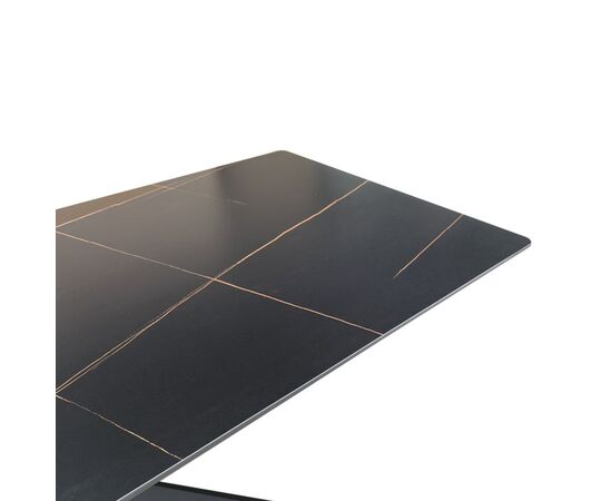 Τραπέζι Mattias pakoworld sintered stone μαύρη όψη μαρμάρου με μαύρα μεταλλικά πόδια 180x90x75εκ - ΤΡΑΠΕΖΙΑ ΚΟΥΖΙΝΑΣ στο Milonadakis.gr