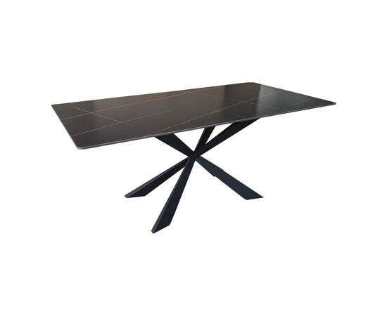 Τραπέζι Mattias pakoworld sintered stone μαύρη όψη μαρμάρου με μαύρα μεταλλικά πόδια 180x90x75εκ - ΤΡΑΠΕΖΙΑ ΚΟΥΖΙΝΑΣ στο Milonadakis.gr