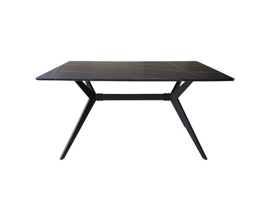 Τραπέζι Ezali pakoworld mdf μαύρη όψη μαρμάρου με μαύρα μεταλλικά πόδια 140x80x75εκ - ΤΡΑΠΕΖΙΑ ΚΟΥΖΙΝΑΣ στο Milonadakis.gr