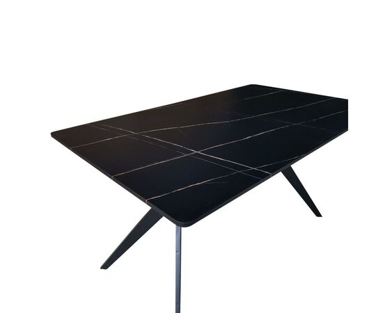 Τραπέζι Ezali pakoworld mdf μαύρη όψη μαρμάρου με μαύρα μεταλλικά πόδια 140x80x75εκ - ΤΡΑΠΕΖΙΑ ΚΟΥΖΙΝΑΣ στο Milonadakis.gr