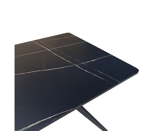 Τραπέζι Ezali pakoworld mdf μαύρη όψη μαρμάρου με μαύρα μεταλλικά πόδια 140x80x75εκ - ΤΡΑΠΕΖΙΑ ΚΟΥΖΙΝΑΣ στο Milonadakis.gr