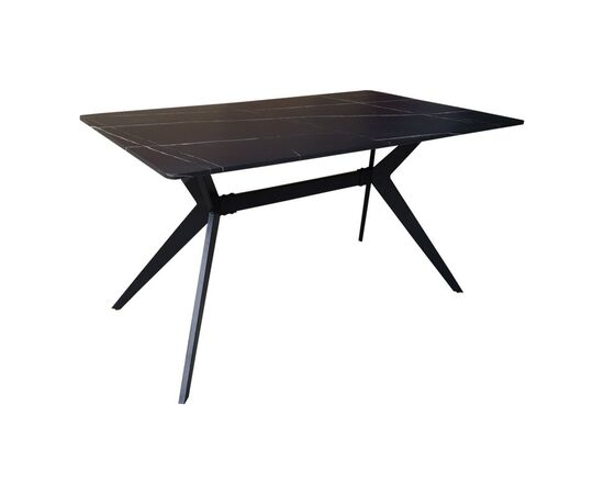 Τραπέζι Ezali pakoworld mdf μαύρη όψη μαρμάρου με μαύρα μεταλλικά πόδια 140x80x75εκ - ΤΡΑΠΕΖΙΑ ΚΟΥΖΙΝΑΣ στο Milonadakis.gr