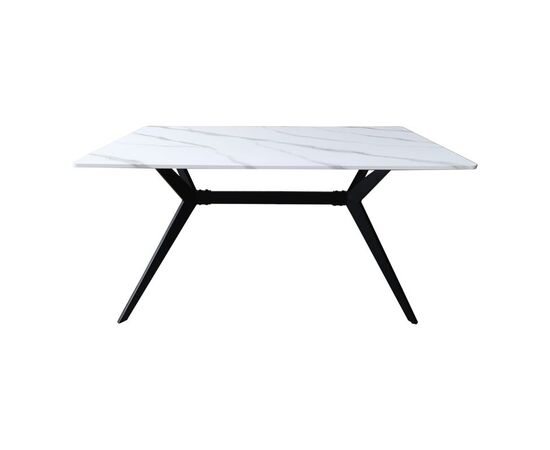Τραπέζι Ezali pakoworld mdf λευκή όψη μαρμάρου με μαύρα μεταλλικά πόδια 140x80x75εκ - ΤΡΑΠΕΖΙΑ ΚΟΥΖΙΝΑΣ στο Milonadakis.gr