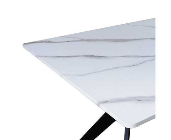 Τραπέζι Ezali pakoworld mdf λευκή όψη μαρμάρου με μαύρα μεταλλικά πόδια 140x80x75εκ - ΤΡΑΠΕΖΙΑ ΚΟΥΖΙΝΑΣ στο Milonadakis.gr
