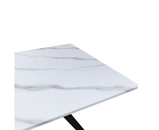 Τραπέζι Ezali pakoworld mdf λευκή όψη μαρμάρου με μαύρα μεταλλικά πόδια 140x80x75εκ - ΤΡΑΠΕΖΙΑ ΚΟΥΖΙΝΑΣ στο Milonadakis.gr