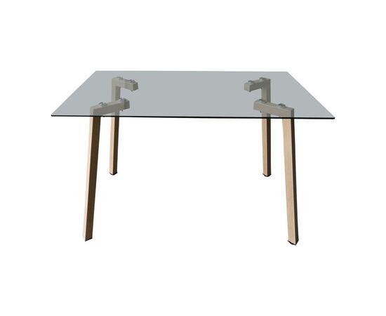 Τραπέζι Titta pakoworld γυάλινη επιφάνεια με μεταλλικά πόδια σε φυσική απόχρωση 120x70x75εκ - ΤΡΑΠΕΖΙΑ ΚΟΥΖΙΝΑΣ στο Milonadakis.gr