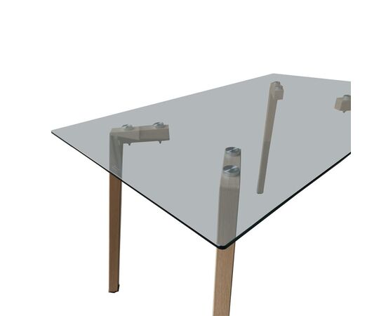 Τραπέζι Titta pakoworld γυάλινη επιφάνεια με μεταλλικά πόδια σε φυσική απόχρωση 120x70x75εκ - ΤΡΑΠΕΖΙΑ ΚΟΥΖΙΝΑΣ στο Milonadakis.gr