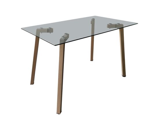 Τραπέζι Titta pakoworld γυάλινη επιφάνεια με μεταλλικά πόδια σε φυσική απόχρωση 120x70x75εκ - ΤΡΑΠΕΖΙΑ ΚΟΥΖΙΝΑΣ στο Milonadakis.gr