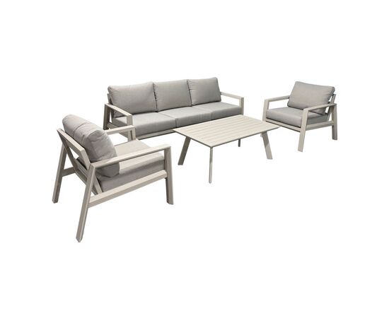 Σαλόνι κήπου Kallisto pakoworld 4τεμ αλουμίνιο σε μπεζ απόχρωση - ύφασμα γκρι - ΣΕΤ ΣΑΛΟΝΙΑ στο Milonadakis.gr