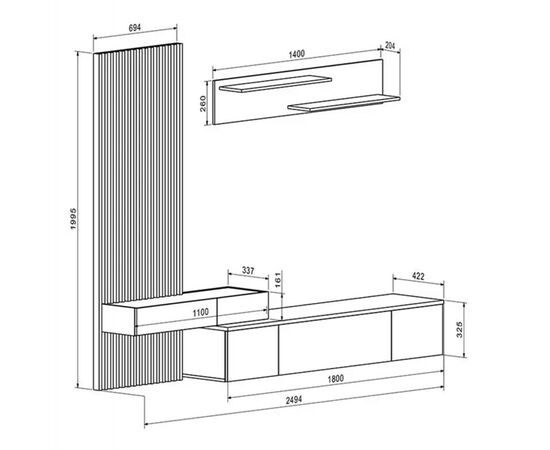 ΣΥΝΘΕΣΗ ΤΗΛΕΟΡΑΣΗΣ DORT HM18076.01 ΜΕΛΑΜΙΝΗ ΣΕ ΣΟΝΑΜΑ-ΛΕΥΚΟ 249.5x42.2x199.5Υεκ - ΕΠΙΠΛΑ ΤΗΛΕΟΡΑΣΗΣ στο Milonadakis.gr
