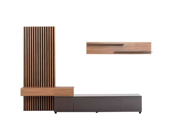 ΣΥΝΘΕΣΗ ΤΗΛΕΟΡΑΣΗΣ DORT HM18076.02 ΜΕΛΑΜΙΝΗ ΣΕ ΣΟΝΑΜΑ-ΣΚΟΥΡΟ ΓΚΡΙ 249.5x42.2x199.5Υεκ - ΕΠΙΠΛΑ ΤΗΛΕΟΡΑΣΗΣ στο Milonadakis.gr